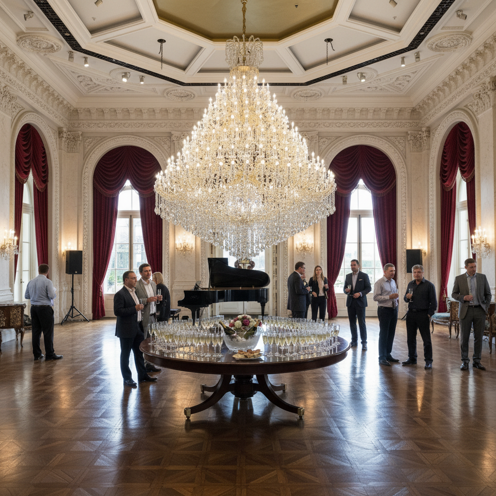 Luster Gaze Grand Tiered Radiance Crystal Chandelier - American ballroom or formal entertaining space