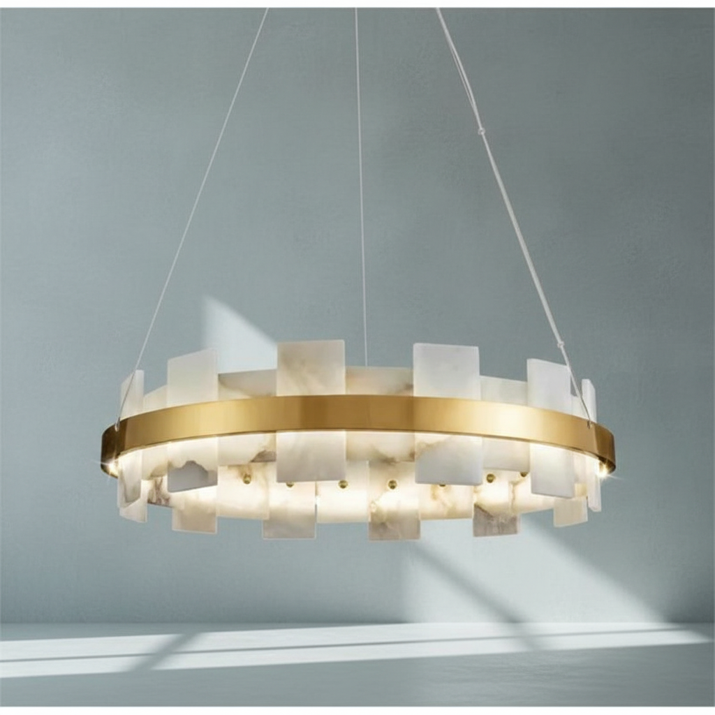 Luster Gaze Alabaster Aura Round & Oval Chandelier - Background Shot