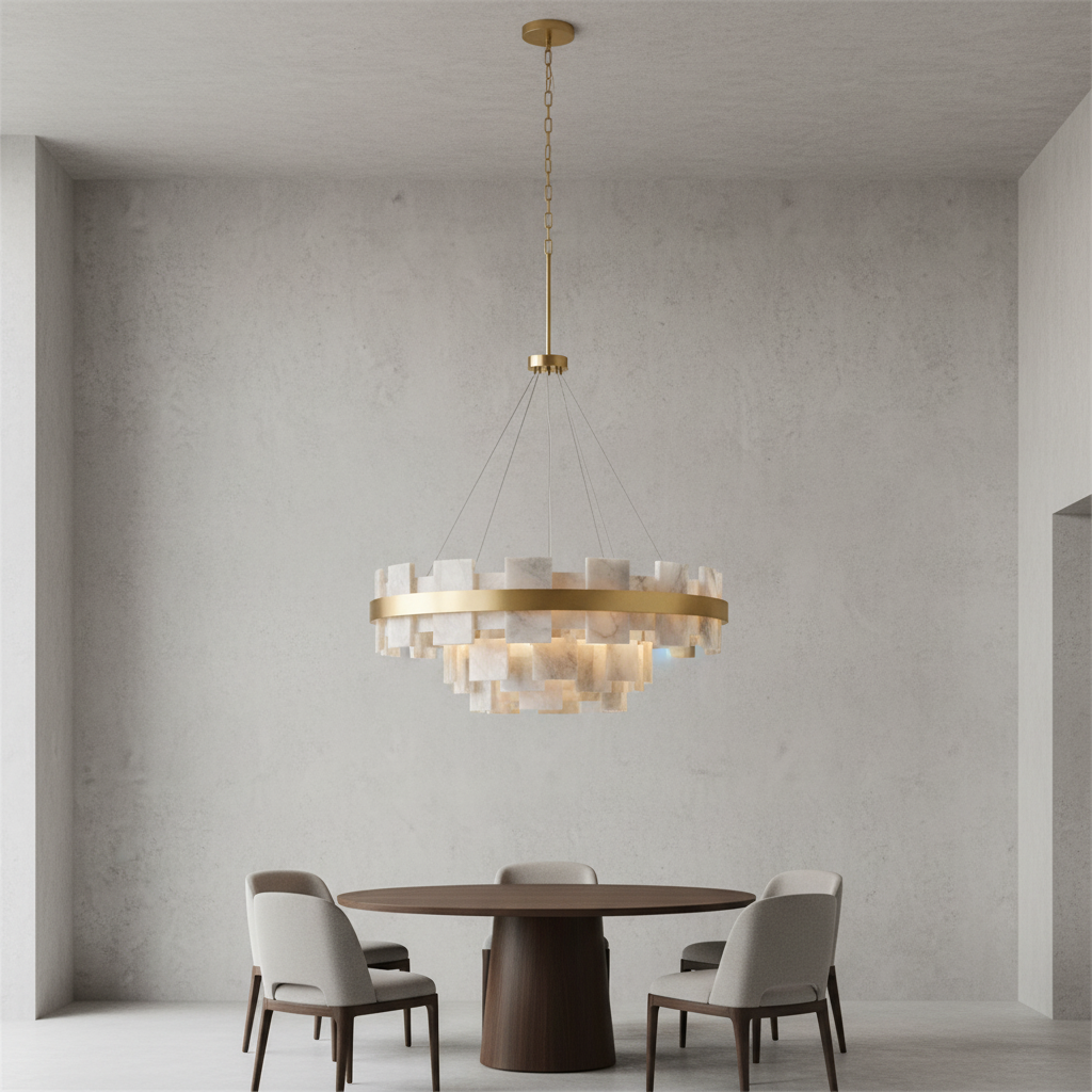 Luster Gaze Alabaster Aura Round & Oval Chandelier - Background Shot