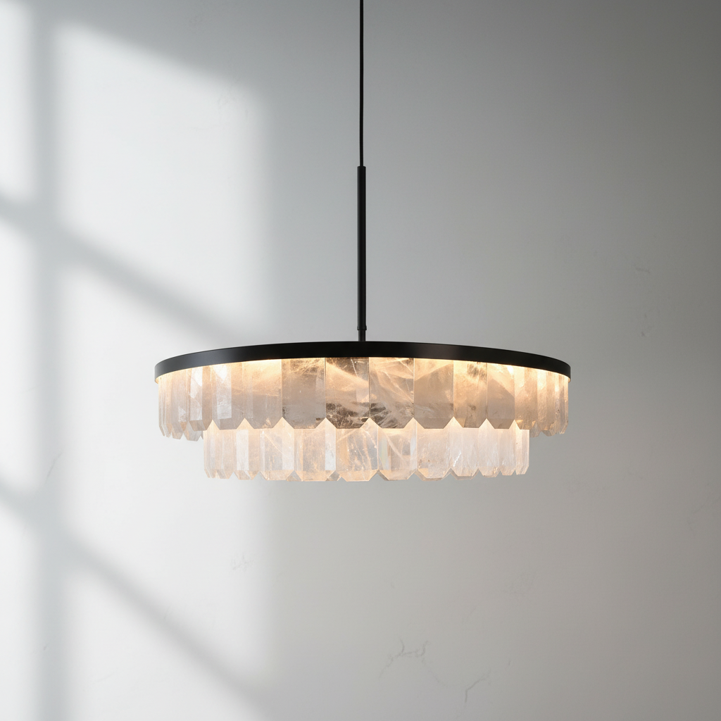 Luster Gaze Grandeur Double Rock Crystal Chandelier - Background Shot