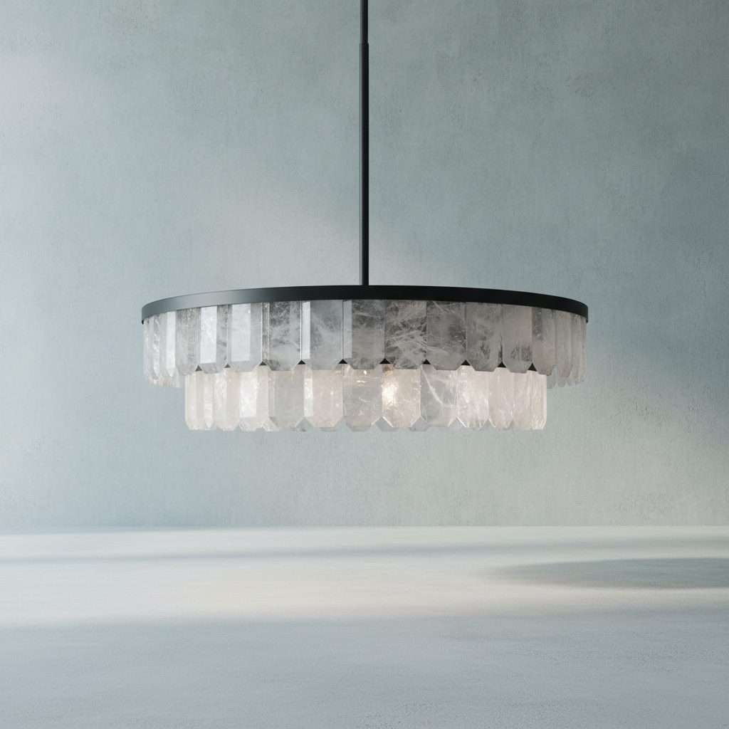 Luster Gaze Grandeur Double Rock Crystal Chandelier - Background Shot