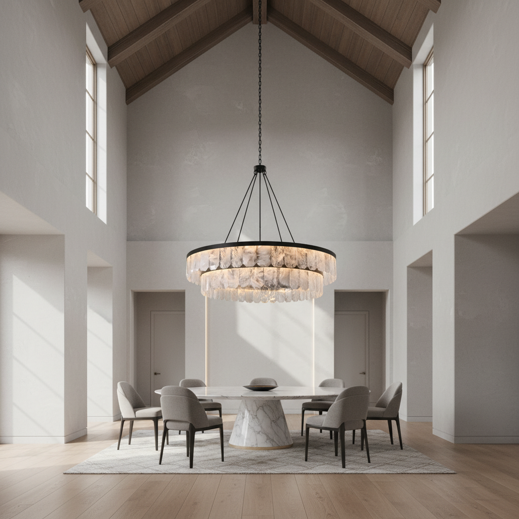 Luster Gaze Grandeur Double Rock Crystal Chandelier - Background Shot