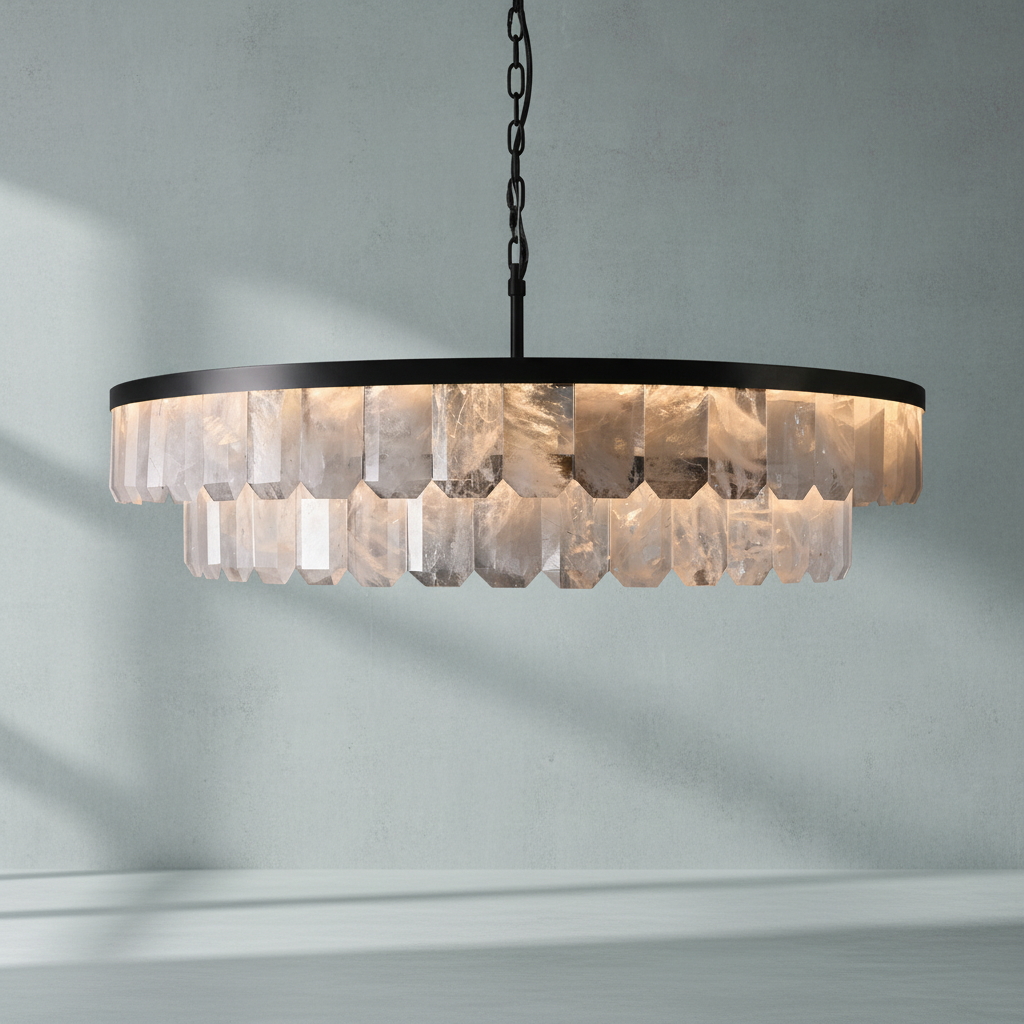 Luster Gaze Grandeur Double Rock Crystal Chandelier - Background Shot