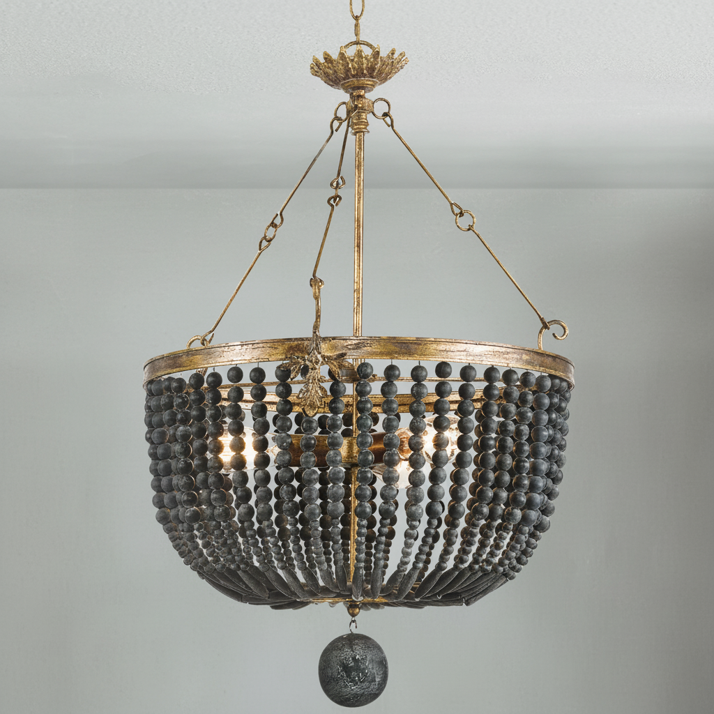 Luster Gaze Ebony Strand Wood Bead Chandelier - Background Shot