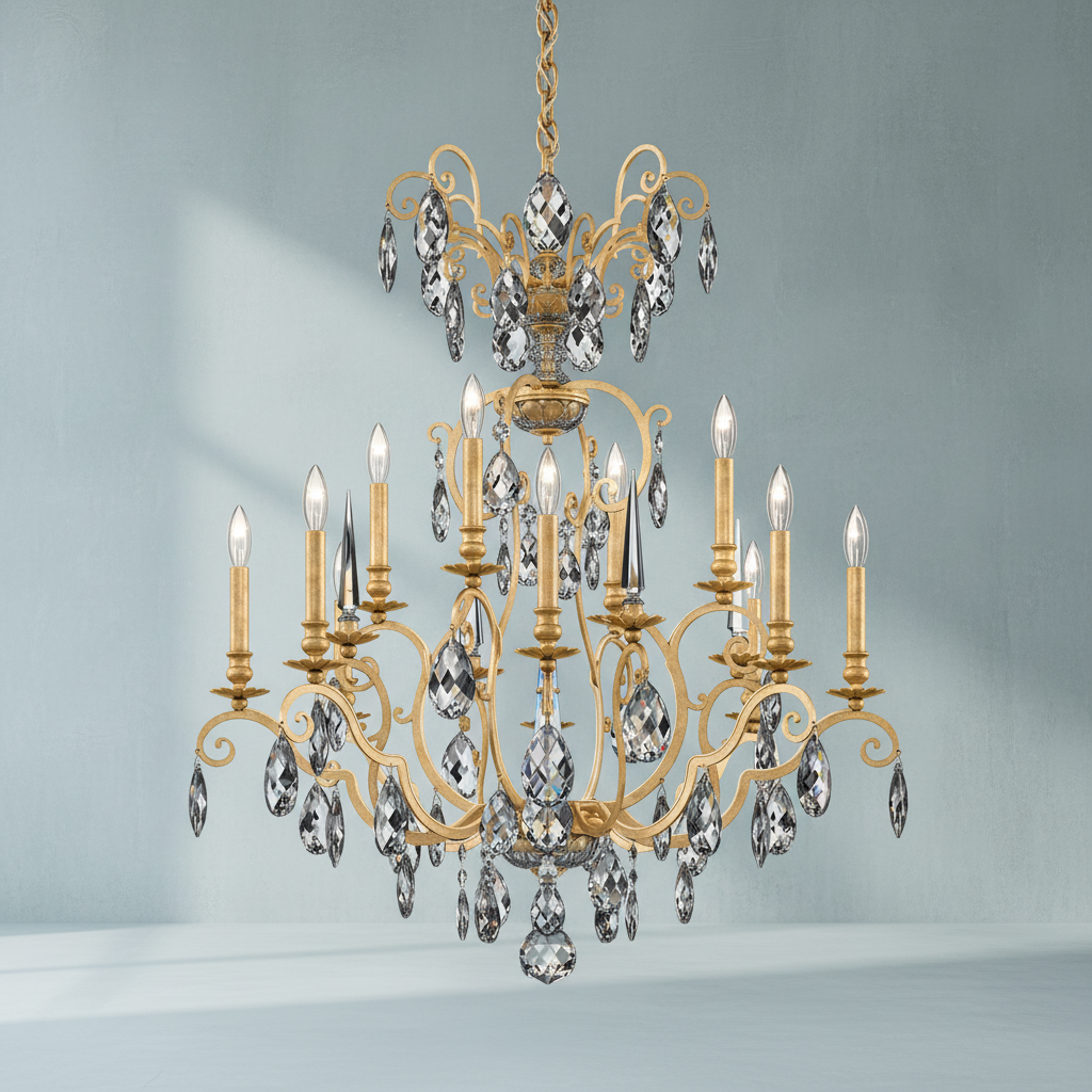 Luster Gaze Opulent Grandeur 12-Light Chandelier 32" - Background Shot