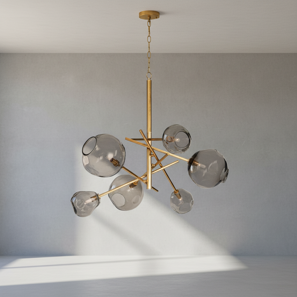 Luster Gaze Molten Smoked Glass Chandelier - Background Shot