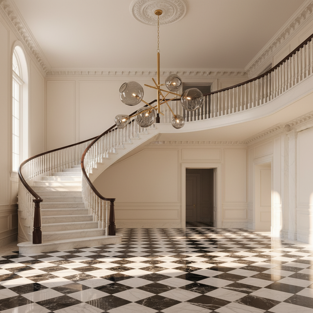 Luster Gaze Molten Smoked Glass Chandelier - grand American estate foyer