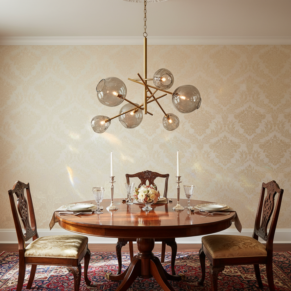 Luster Gaze Molten Smoked Glass Chandelier - formal American dining room