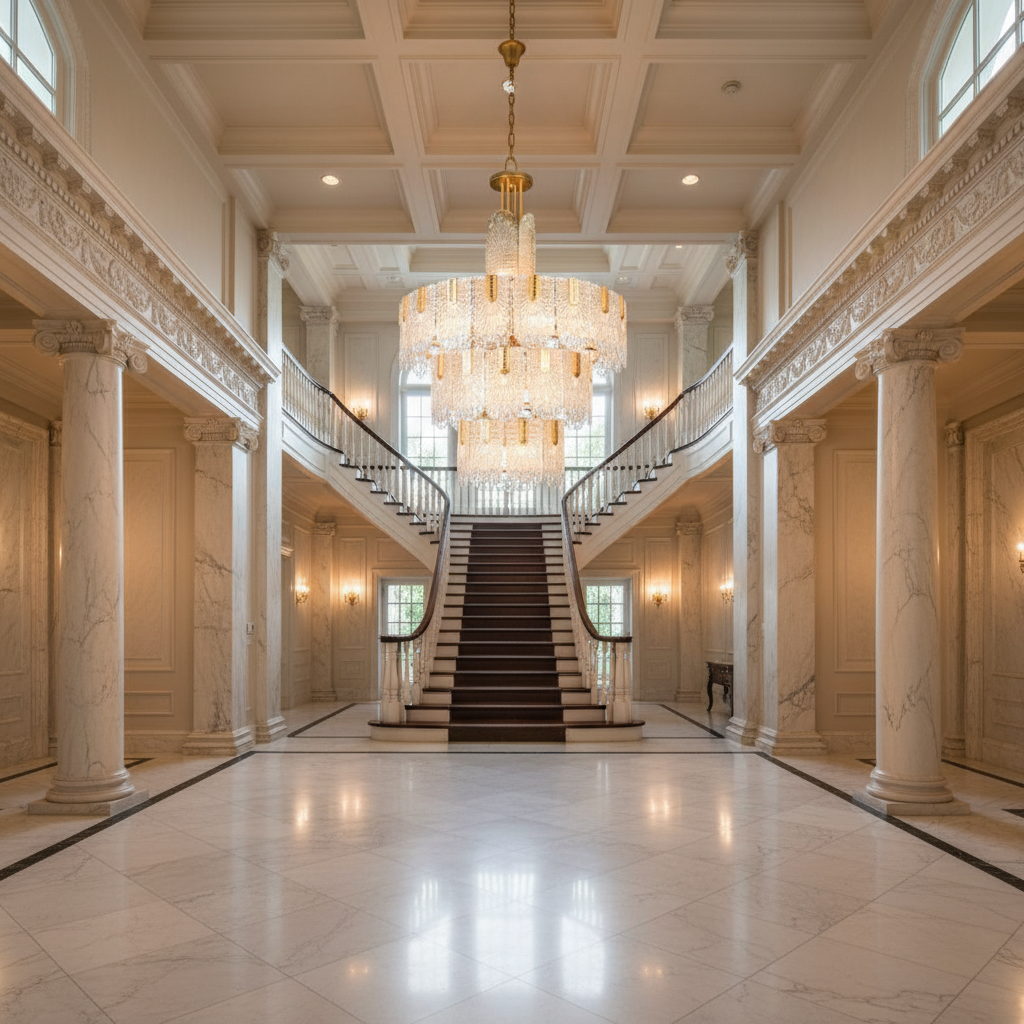 Luster Gaze Grand Mariner Tiered Chandelier - American estate entrance hall