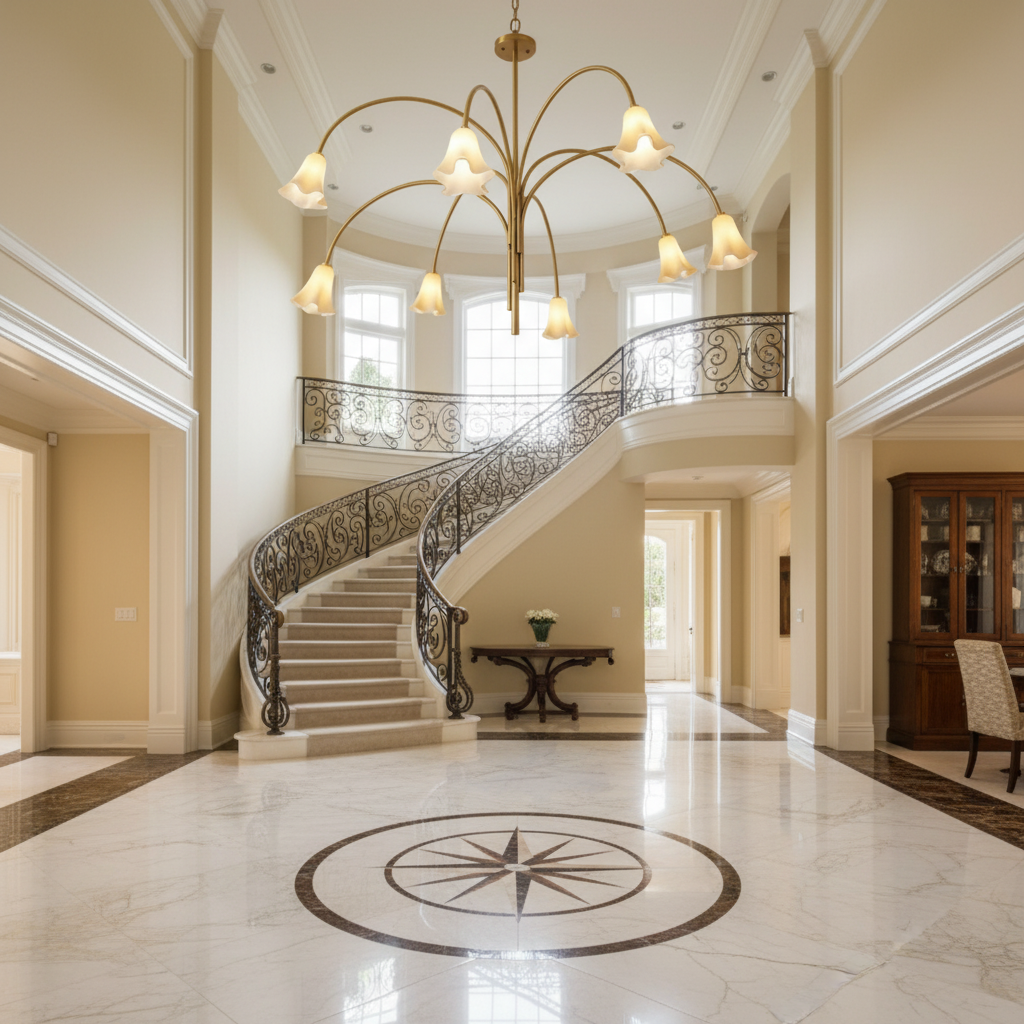 Luster Gaze Vintage Elegant Flora Chandelier - grand American foyer with two-story ceiling