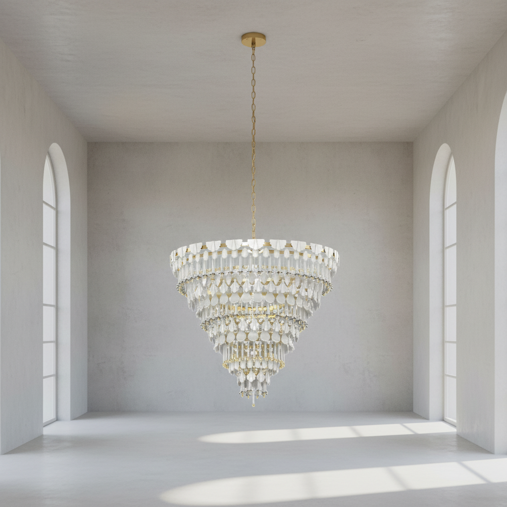 Luster Gaze Verdant Cascade Art Deco Chandelier - Background Shot