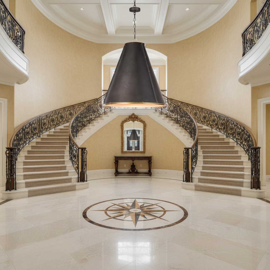 Luster Gaze Aura Cone 3-Light Chandelier - grand American foyer with two-story ceiling