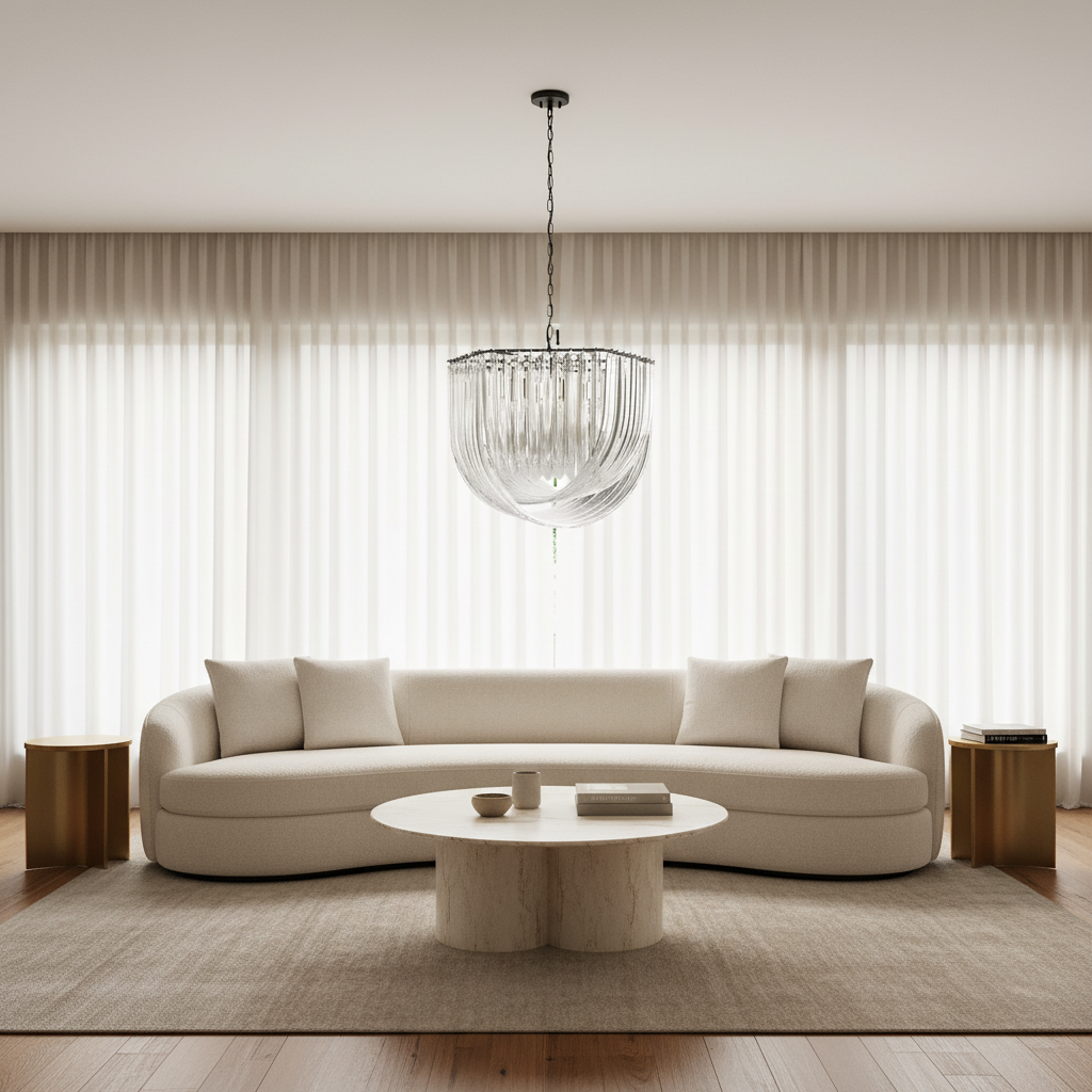 Luster Gaze AuraSphere Modern Acrylic Chandelier - sophisticated American living room