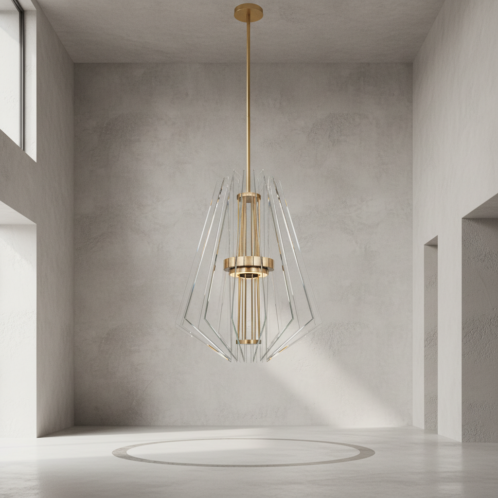 Luster Gaze Geometric Apex 3-Light LED Chandelier - Background Shot