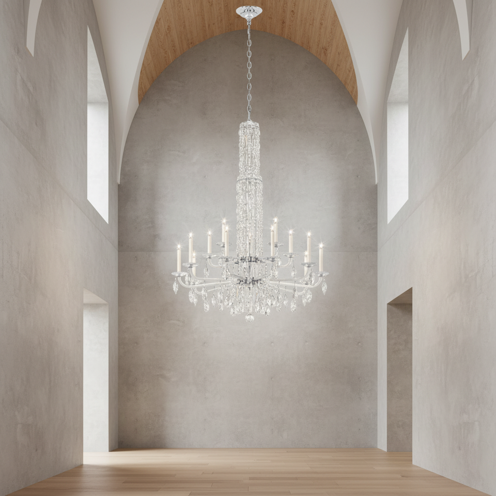Luster Gaze Veridian Cascade Crystal Chandelier - Background Shot