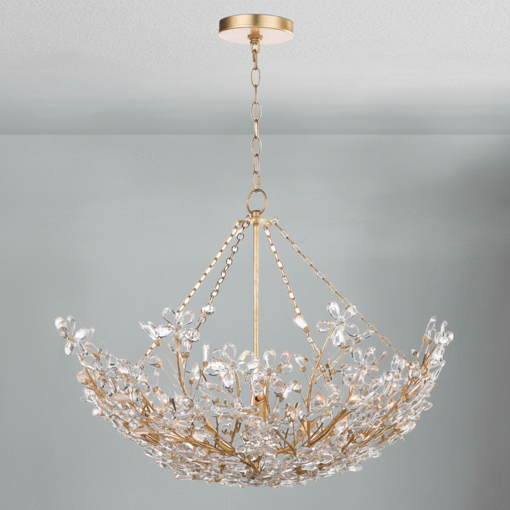 Luster Gaze Gilded Bloom Basin Chandelier - Background Shot