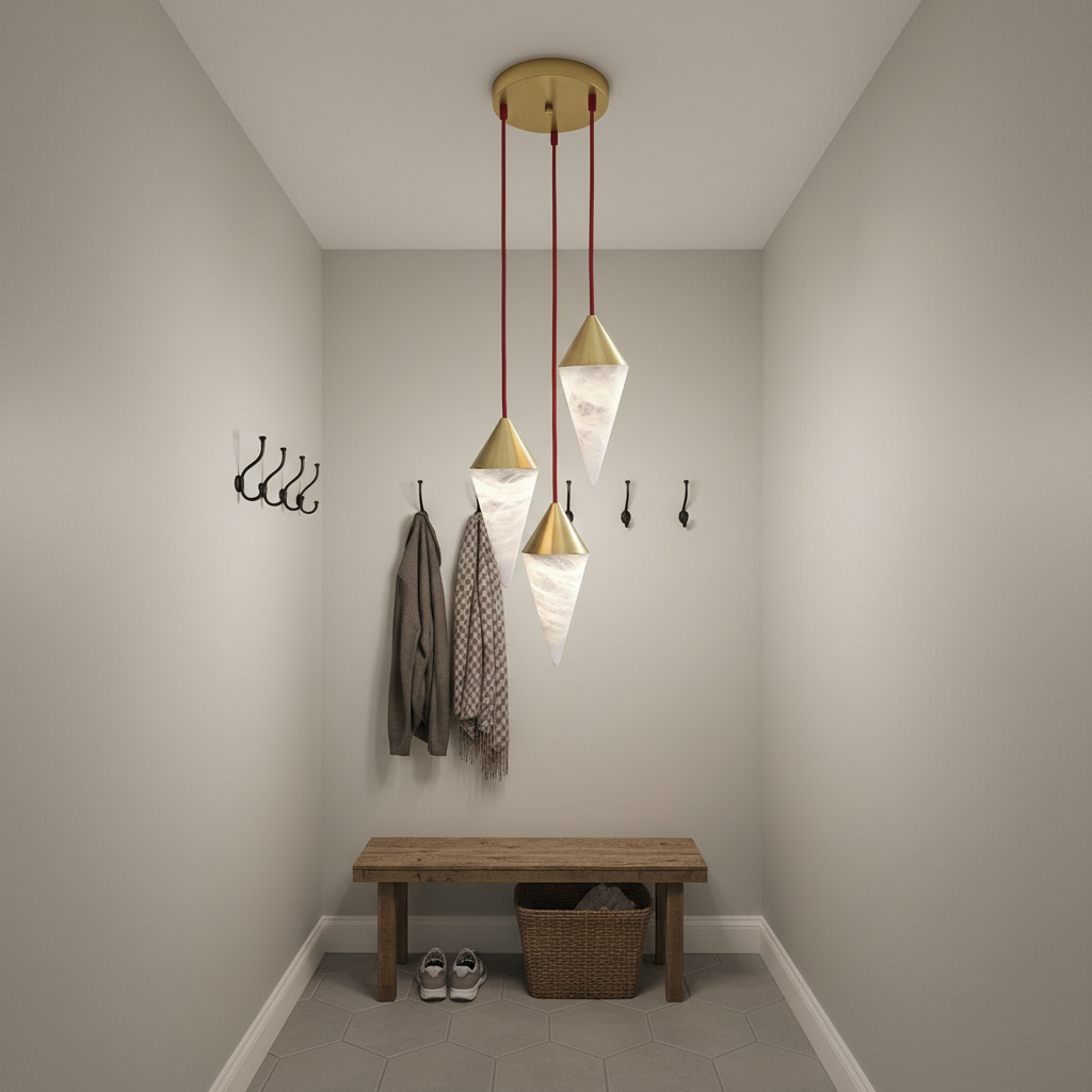 Luster Gaze Alabaster Bloom Chandelier - small American hallway or mudroom entry