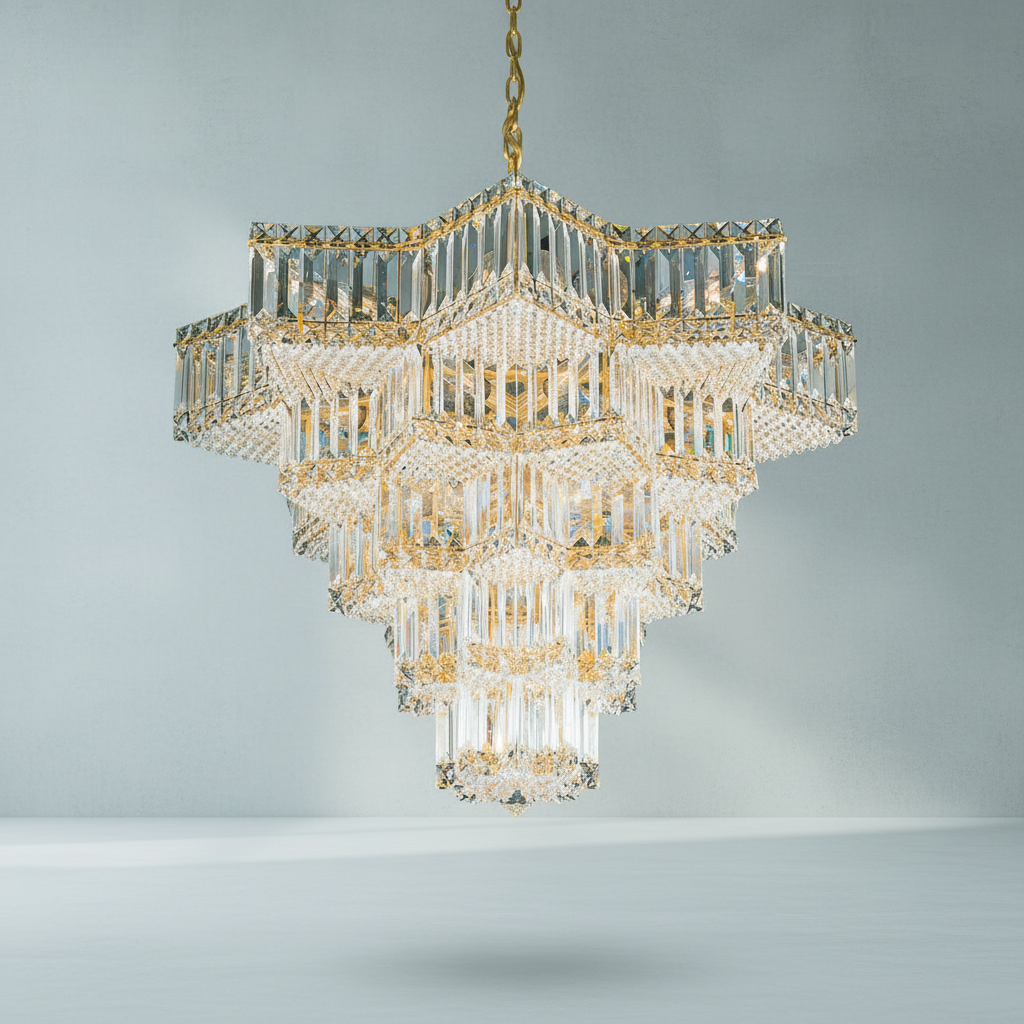 Luster Gaze Celestial Radiance Gold Chandelier - Background Shot