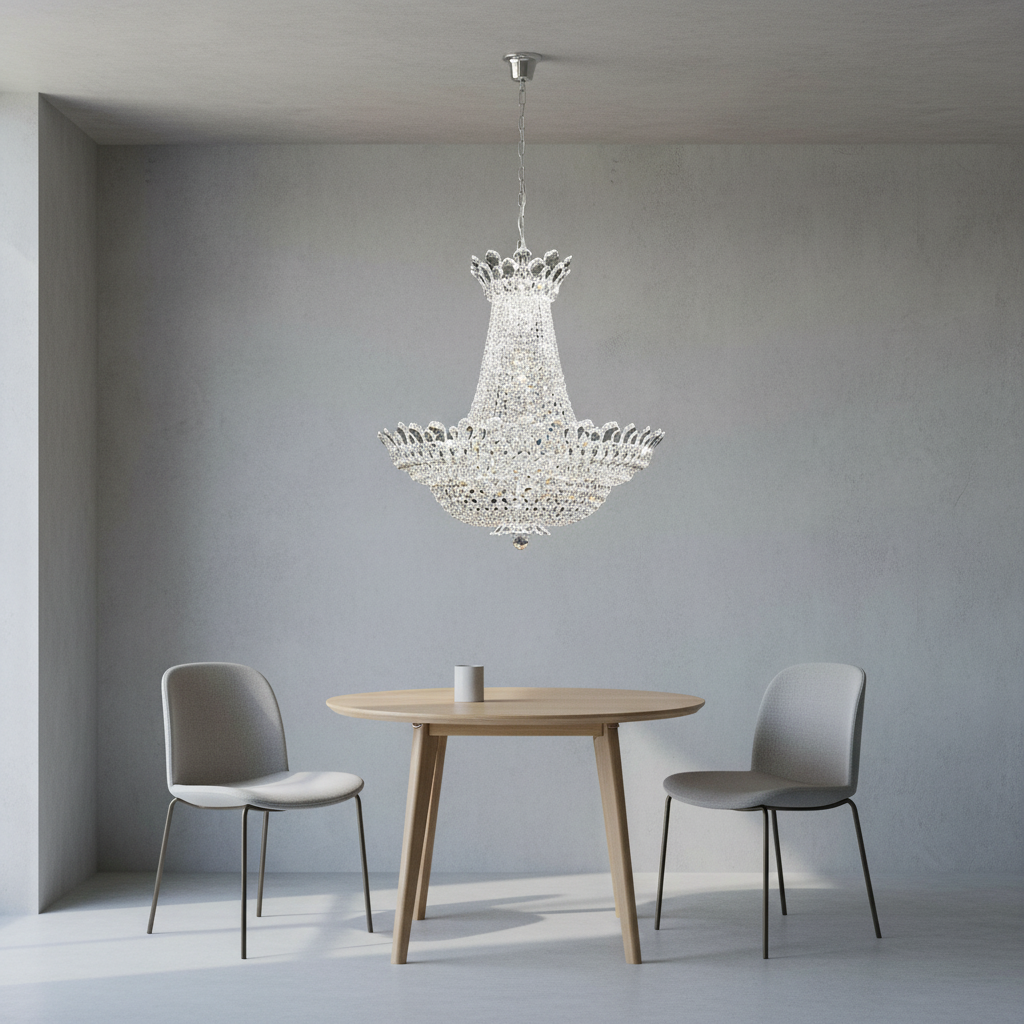 Luster Gaze Radiant Cascade Crystal Chandelier - Background Shot