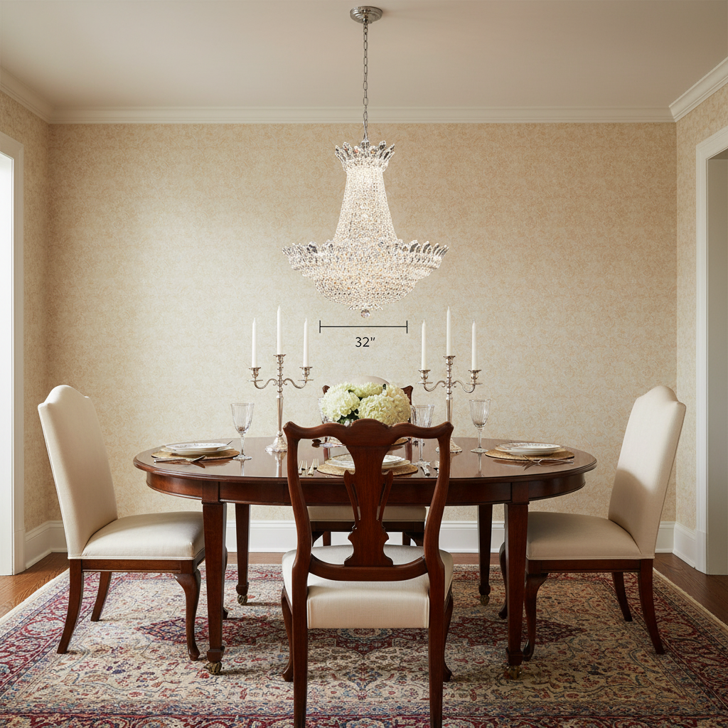 Luster Gaze Radiant Cascade Crystal Chandelier - formal American dining room