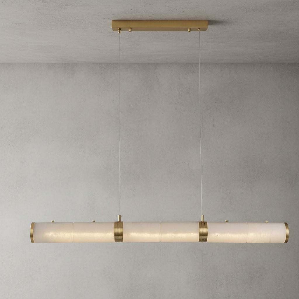 Luster Gaze Luminous Alabaster Linear Chandelier - Background Shot