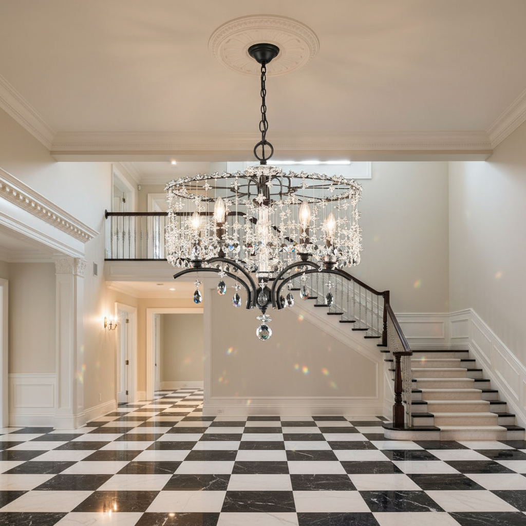 Luster Gaze Radiant Bloom 5-Light Chandelier 19" - grand American estate foyer