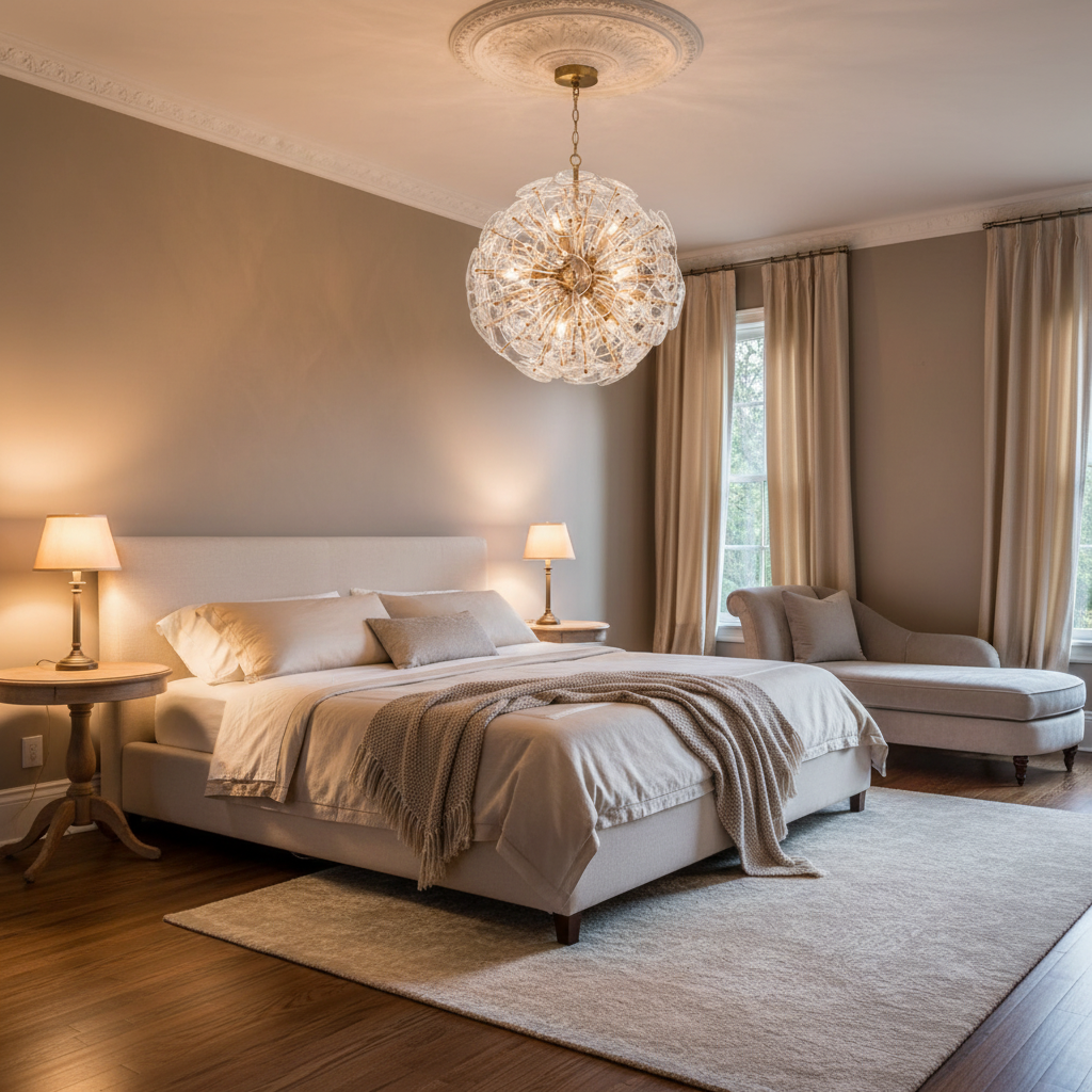 Luster Gaze Stellar Radiance Glass Chandelier - luxurious American master suite