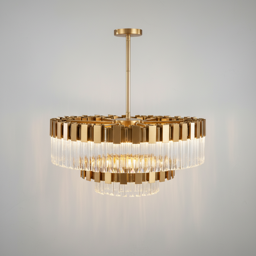Luster Gaze Radiant Aura Round Crystal Chandelier - Background Shot