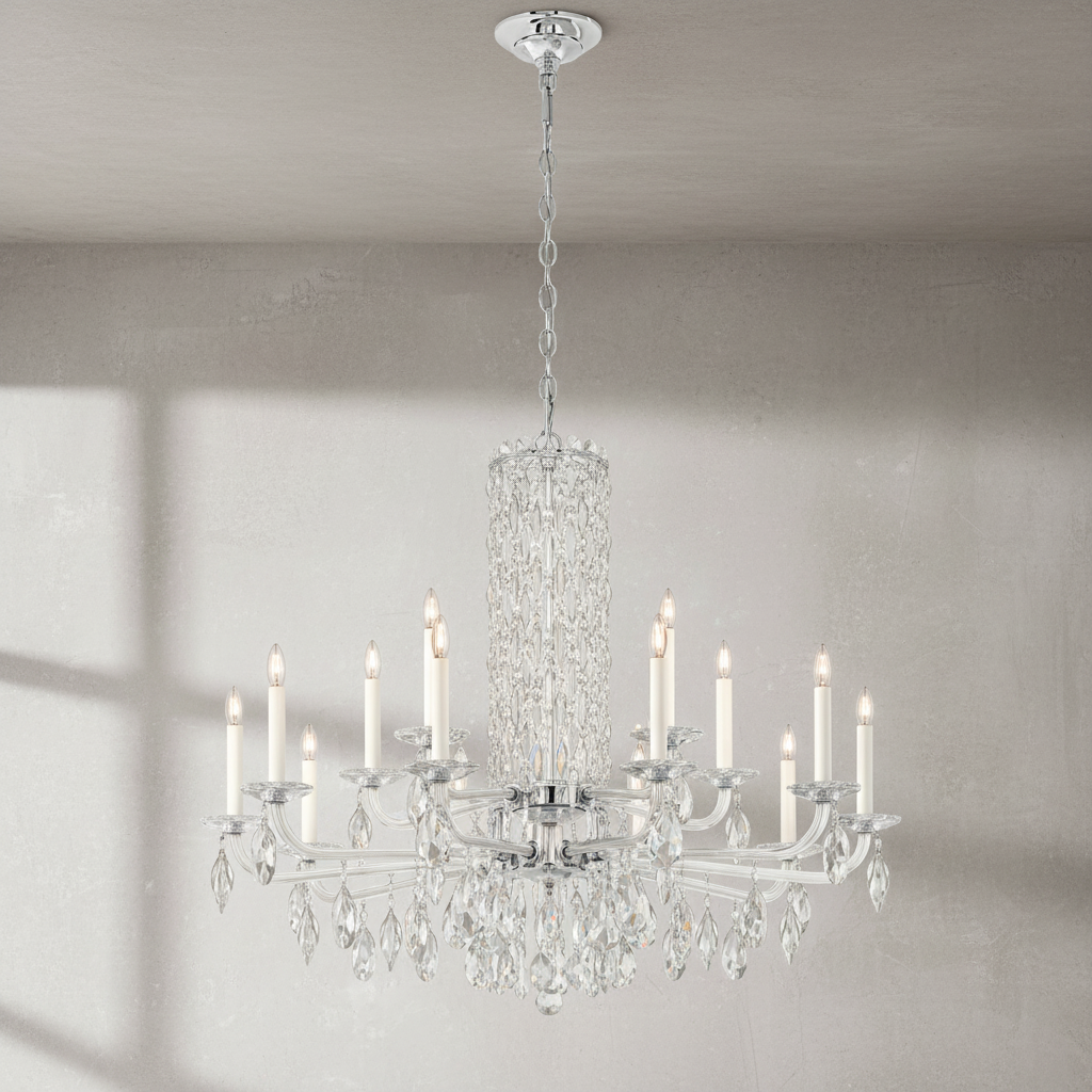 Luster Gaze Radiant Spire Column Crystal Chandelier - Background Shot