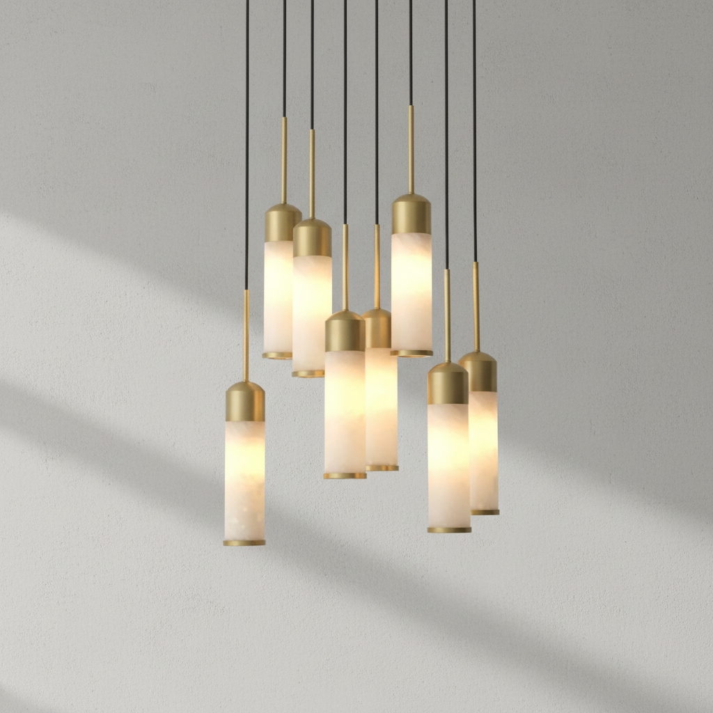 Luster Gaze Alabaster Radiance 8-Light Chandelier - Background Shot