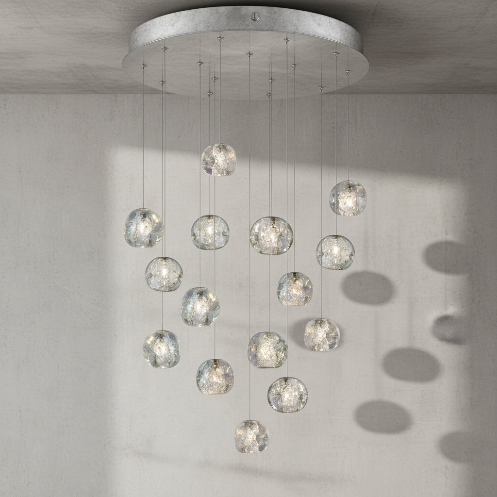Luster Gaze Celestial Aura Round Crystal Chandelier - Background Shot