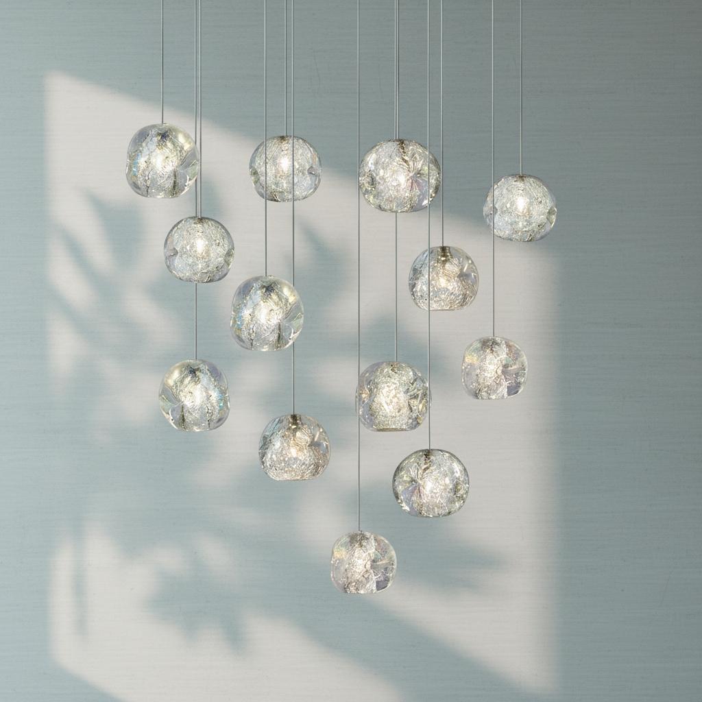 Luster Gaze Nature-inspired round crystal Chandelier - Studio Shot