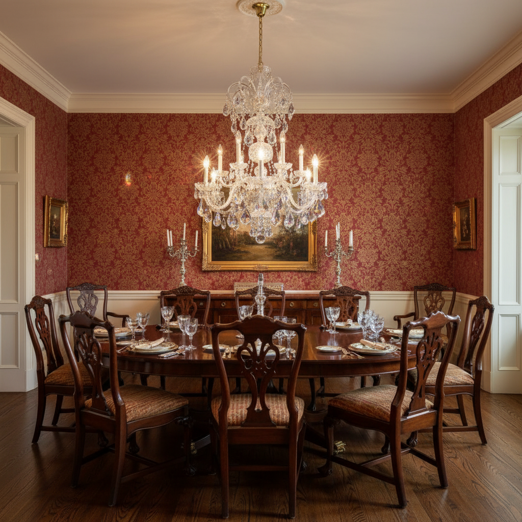 Luster Gaze Heirloom Bloom Crystal Chandelier - formal American dining room
