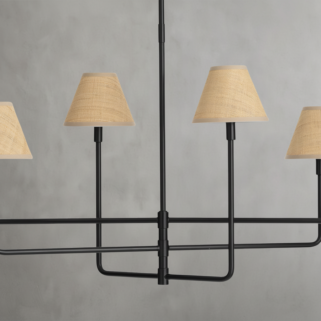 Luster Gaze Veridian Rattan 6-Light Chandelier - Background Shot