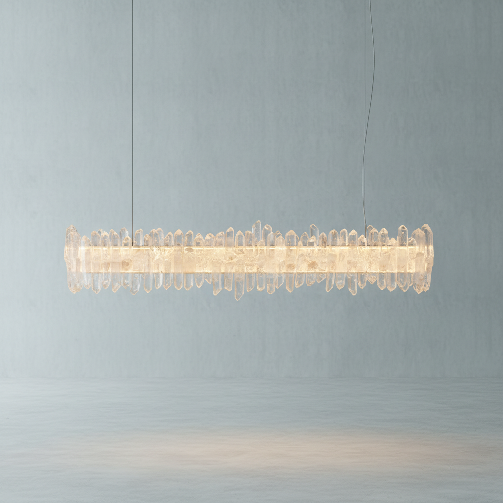 Luster Gaze Radiant Linear Natural Crystal Chandelier - Background Shot