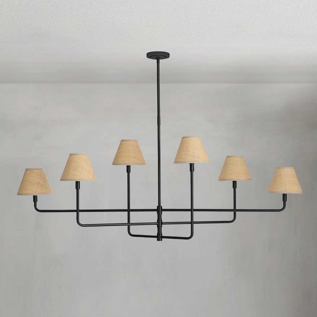 Luster Gaze Veridian Rattan 6-Light Chandelier - Background Shot