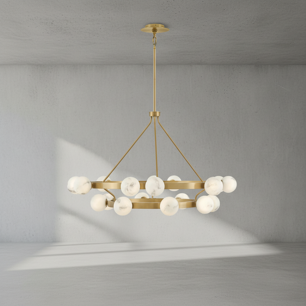 Luster Gaze Veridian Bloom Alabaster 2-Tier Chandelier - Background Shot