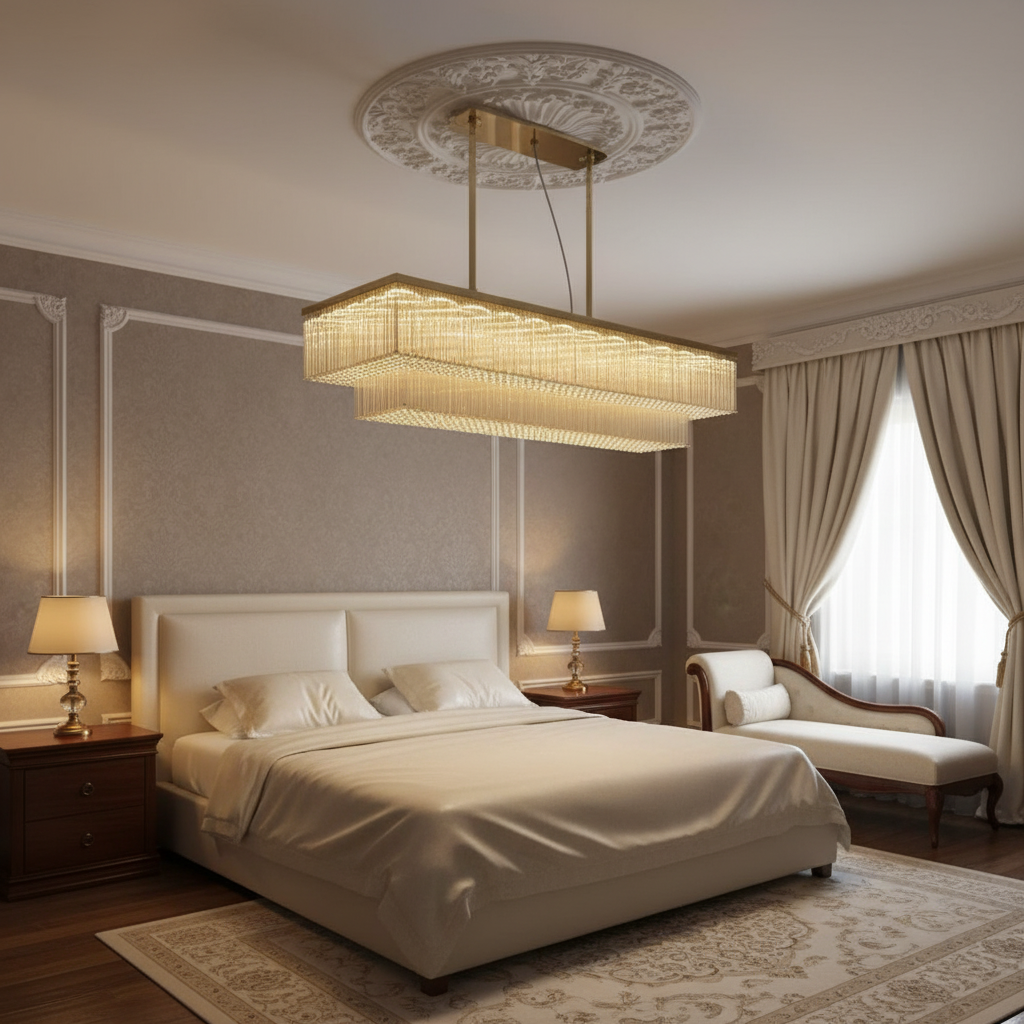 Luster Gaze Modern Extra 2/3 Tiered Flush Mount Crystal Chandelier for Large Area - luxurious American master suite