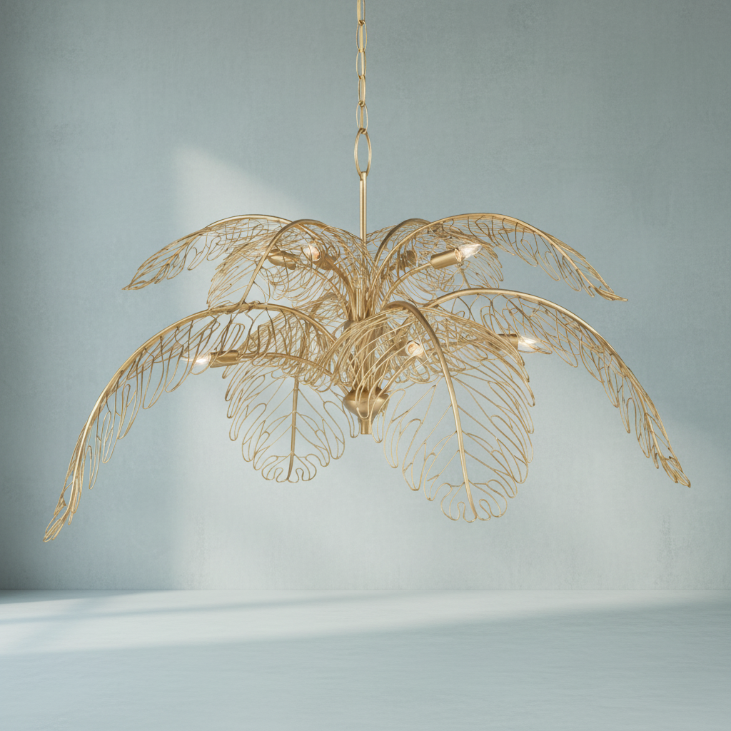 Luster Gaze Veridian Bloom Brass Chandelier - Background Shot