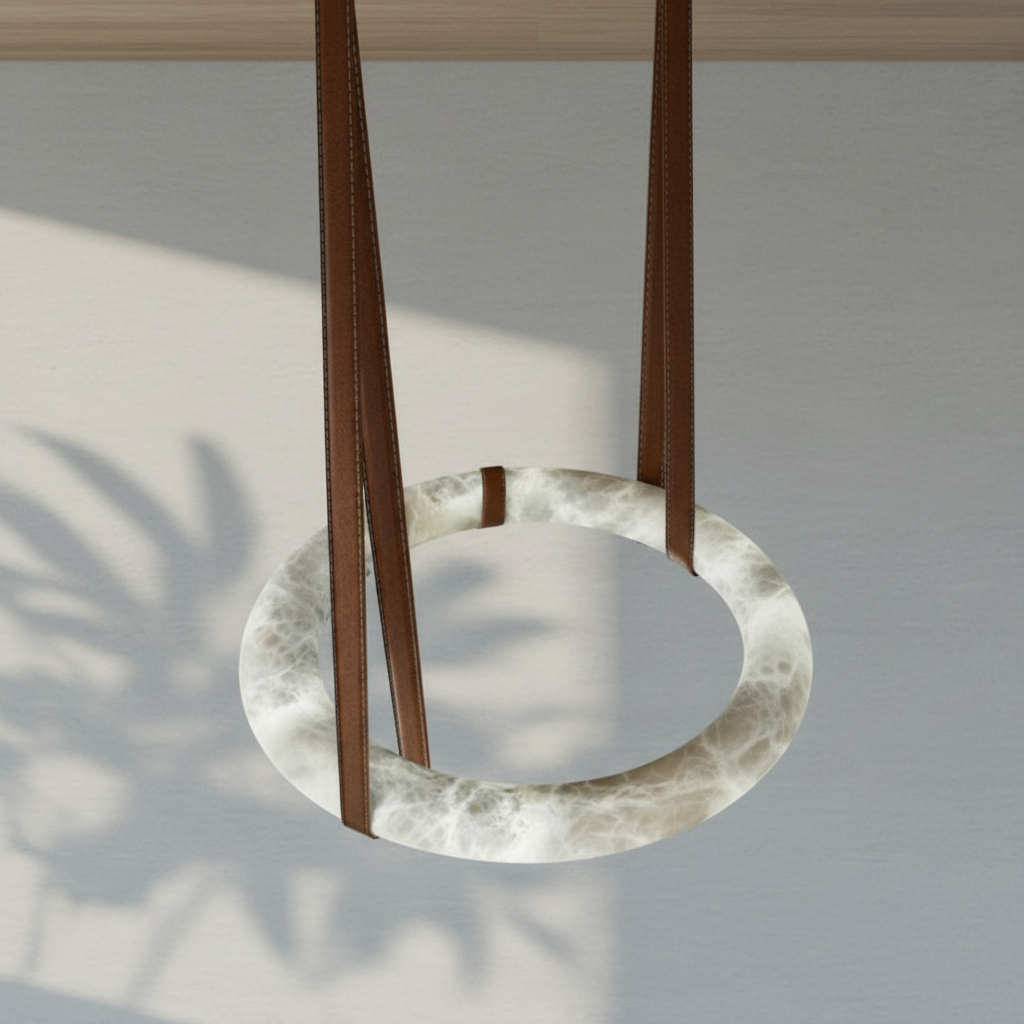 Luster Gaze Alabaster Aura Round Pendant Chandelier - Background Shot
