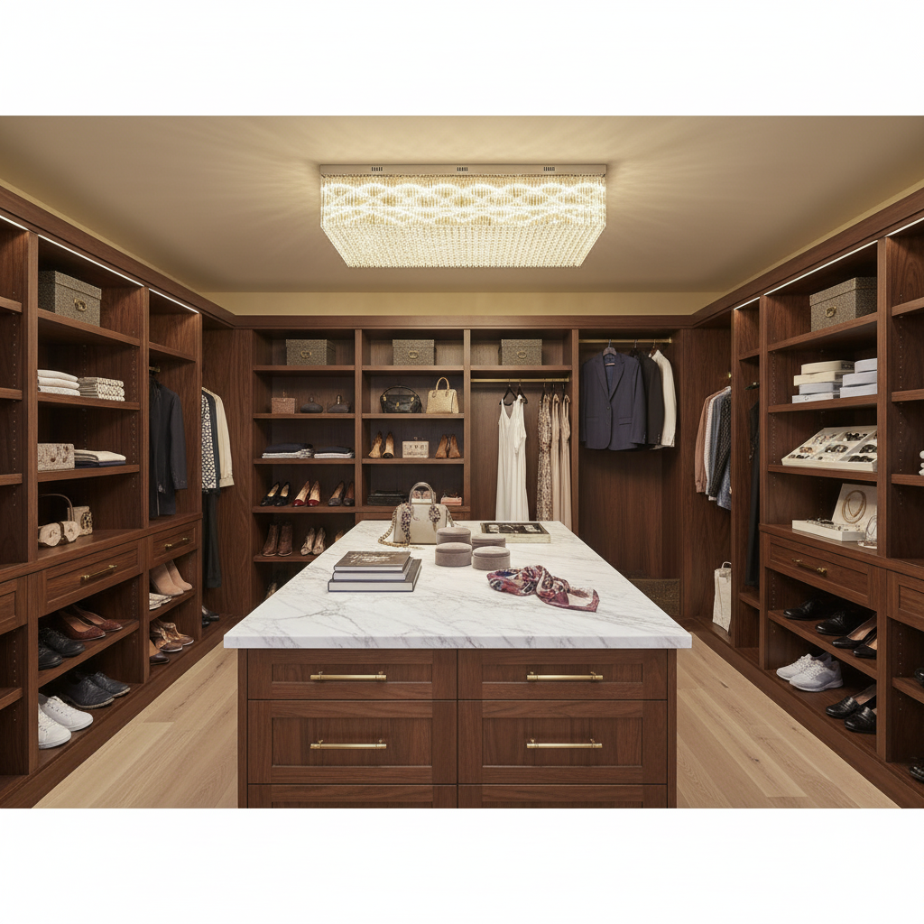 Luster Gaze Opulent Radiance Rectangle Flush Mount Chandelier - luxury American walk-in closet