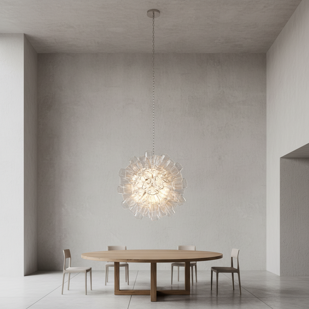 Luster Gaze Bloom Petal Glass Foyer Chandelier - Background Shot