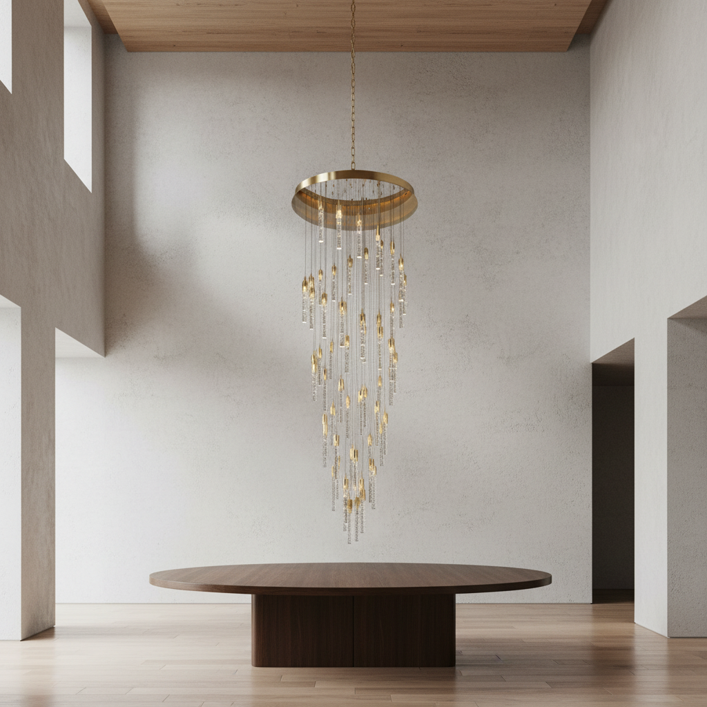 Luster Gaze Grand Lumina Cylinder Crystal Chandelier - Background Shot