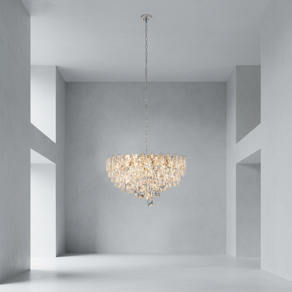 Luster Gaze Grand Radiance Round Flush Mount Chandelier - Background Shot
