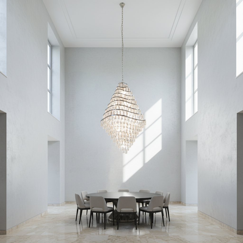 Luster Gaze New Luxury Wavy Multi-tiered Crystal Chandelier for Living Room - Studio Shot