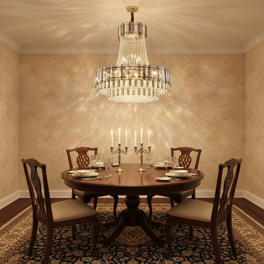 Luster Gaze Radiant Aura Crystal Chandelier - formal American dining room