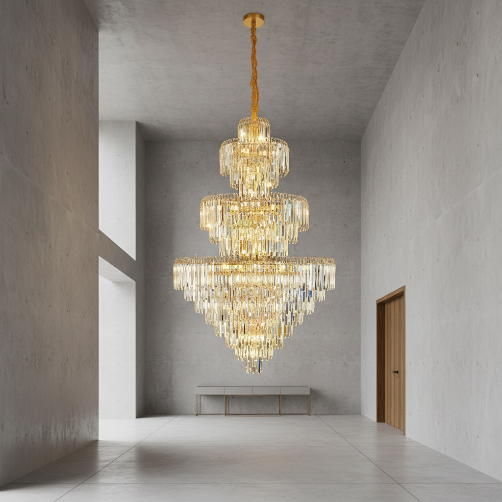 Luster Gaze Grand Radiance Round K9 Crystal Chandelier - Background Shot
