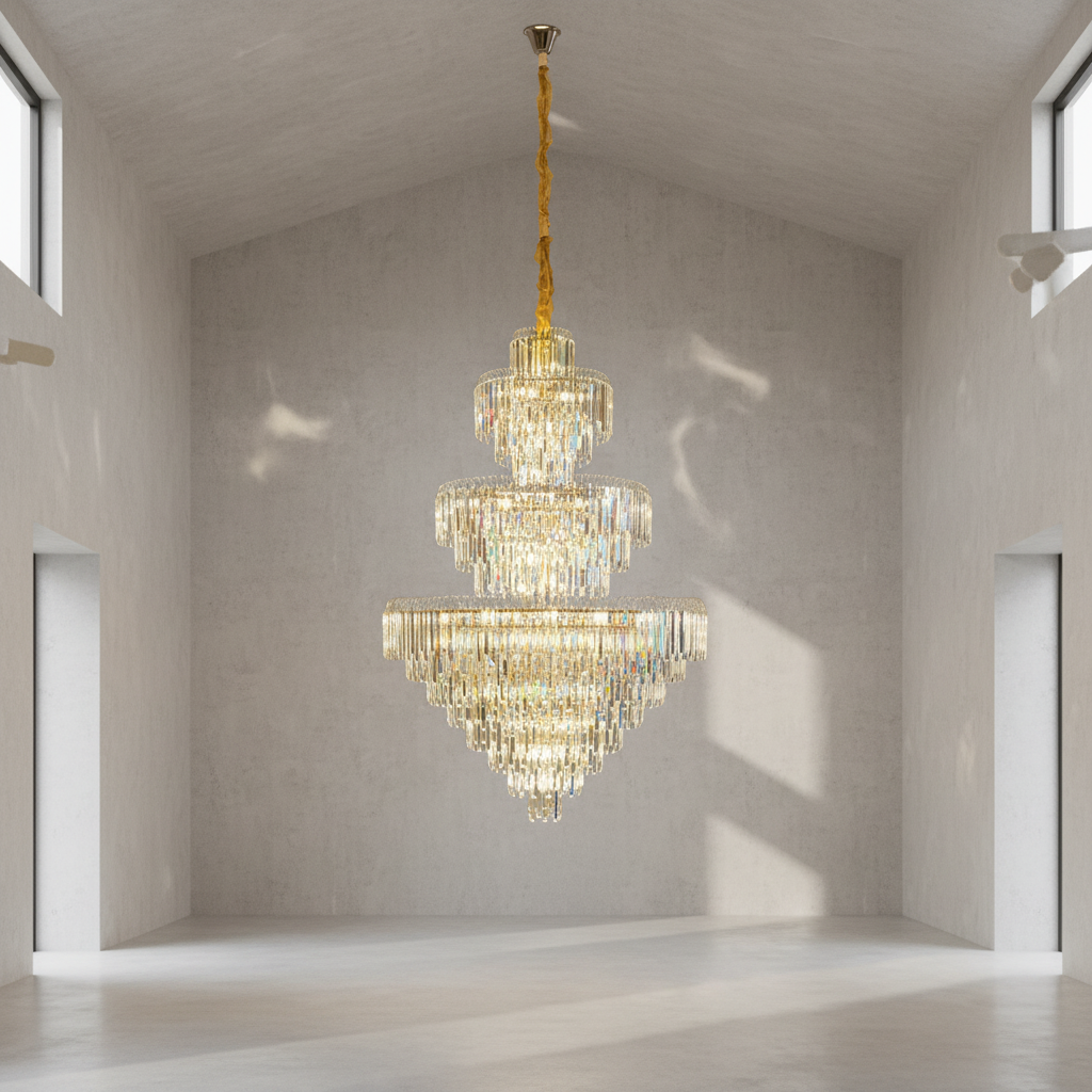 Luster Gaze Grand Radiance Round K9 Crystal Chandelier - Background Shot