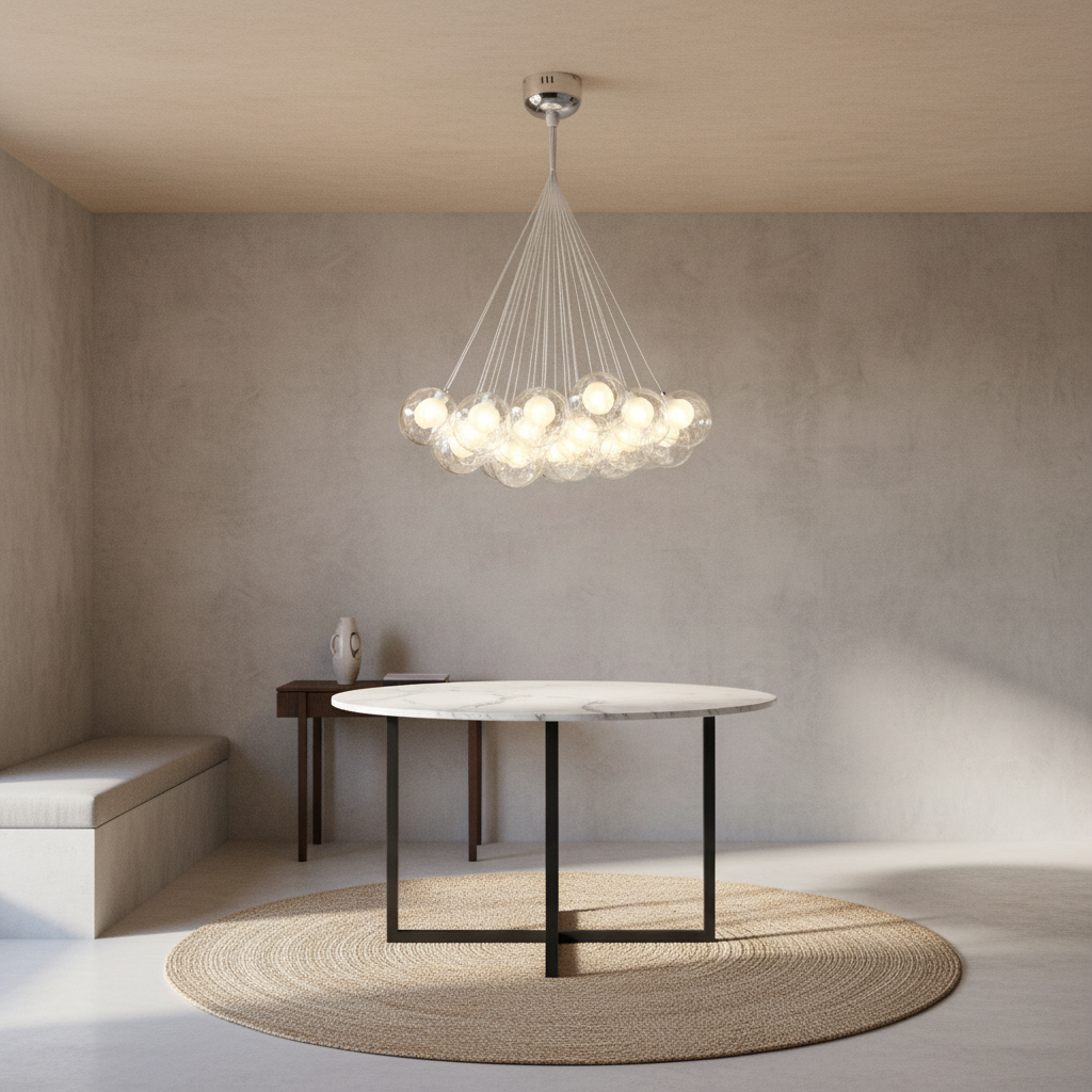 Luster Gaze Aura Orb Modern Glass Chandelier - Background Shot