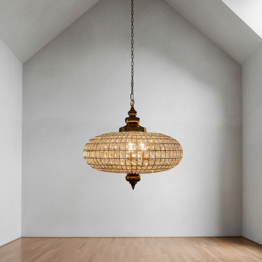Luster Gaze Regal Ellipsoid Crystal Chandelier - Background Shot